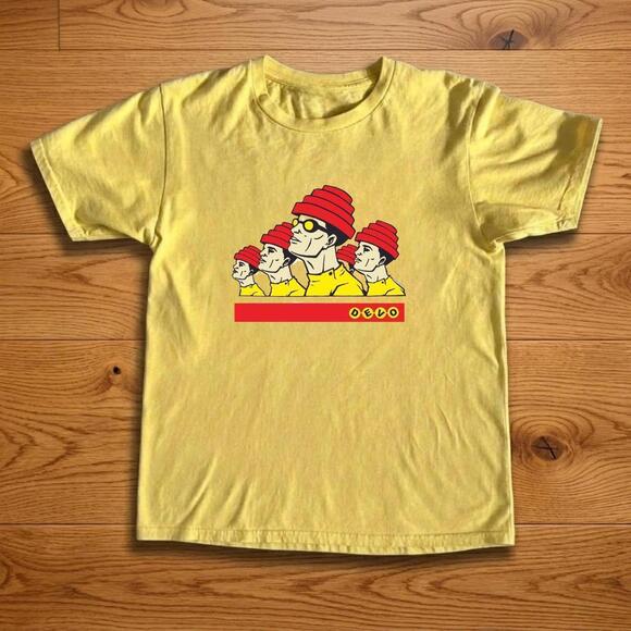 Tops - Yellow Graphic Tee With Red Accents